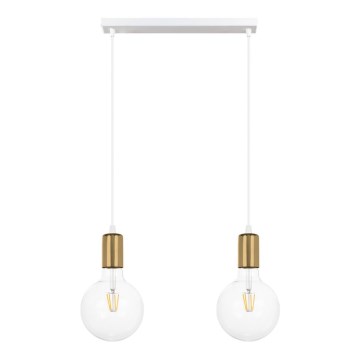 Luster na sajli MIROS 2xE27/60W/230V bela/zlatna
