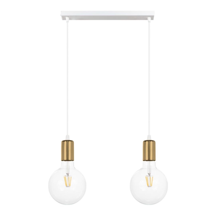 Luster na sajli MIROS 2xE27/60W/230V bela/zlatna