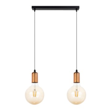 Luster na sajli MIROS 2xE27/60W/230V crno/bakrena