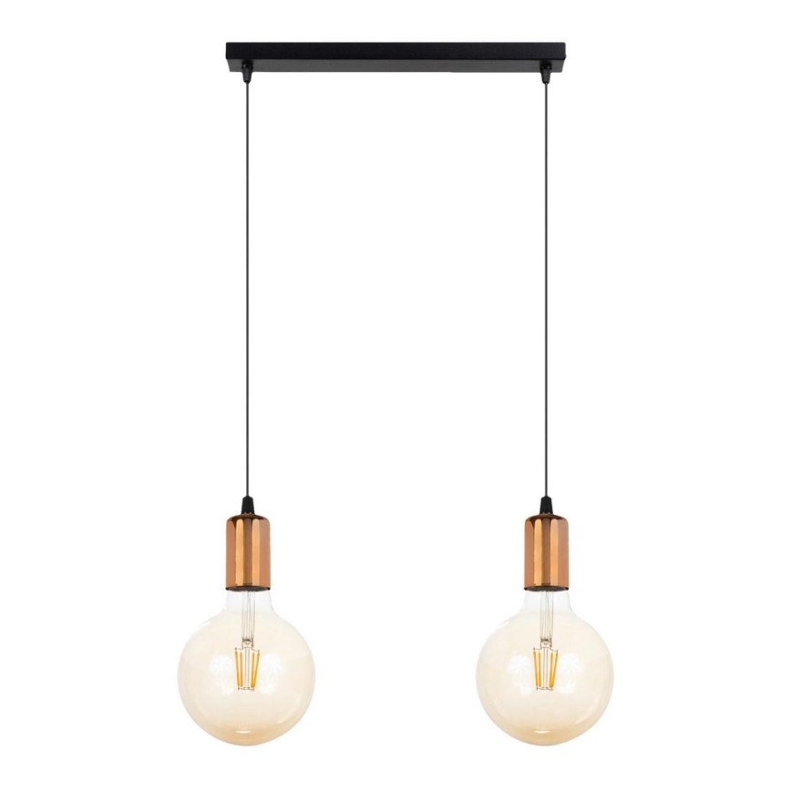 Luster na sajli MIROS 2xE27/60W/230V crno/bakrena