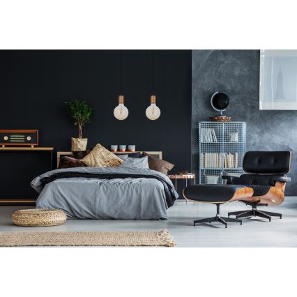 Luster na sajli MIROS 2xE27/60W/230V crno/bakrena