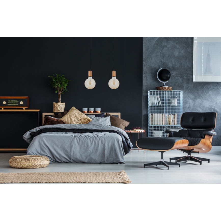 Luster na sajli MIROS 2xE27/60W/230V crno/bakrena