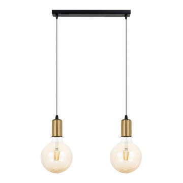 Luster na sajli MIROS 2xE27/60W/230V crno/zlatna