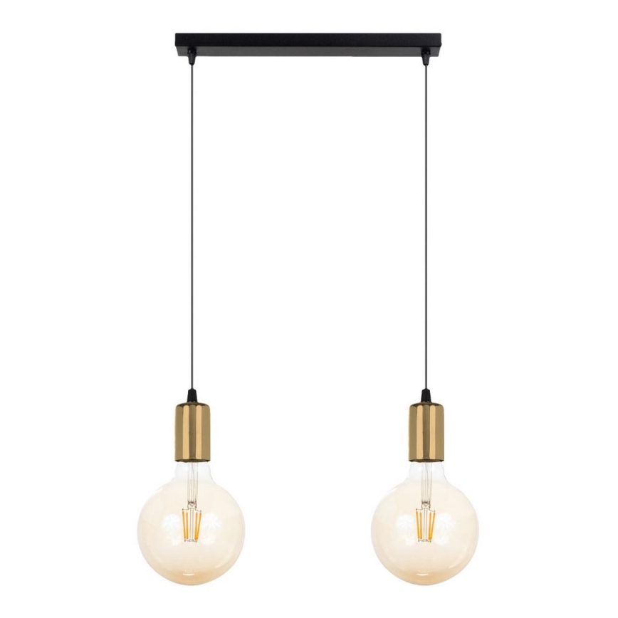 Luster na sajli MIROS 2xE27/60W/230V crno/zlatna