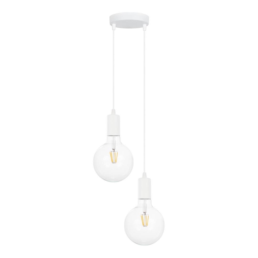 Luster na sajli MIROS 2xE27/60W/230V okrugli bela
