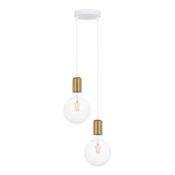 Luster na sajli MIROS 2xE27/60W/230V okrugli bela/zlatna