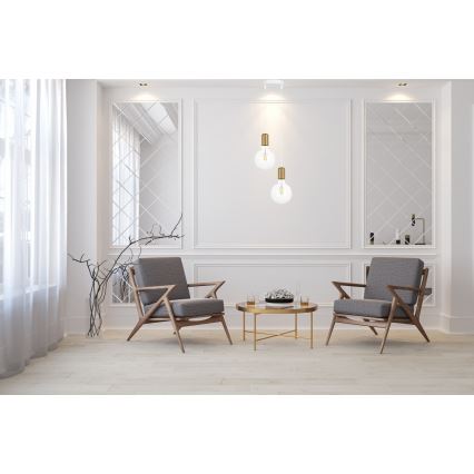 Luster na sajli MIROS 2xE27/60W/230V okrugli bela/zlatna