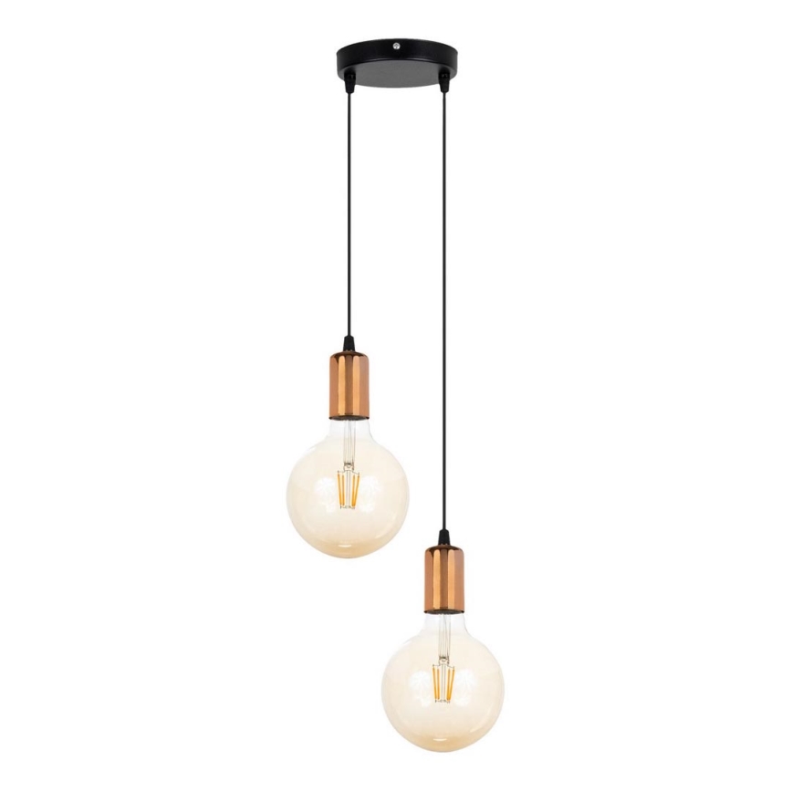 Luster na sajli MIROS 2xE27/60W/230V okrugli crno/bakrena