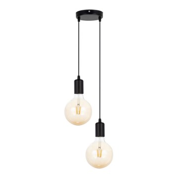 Luster na sajli MIROS 2xE27/60W/230V okrugli crno