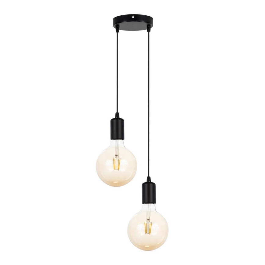Luster na sajli MIROS 2xE27/60W/230V okrugli crno