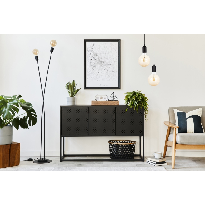 Luster na sajli MIROS 2xE27/60W/230V okrugli crno