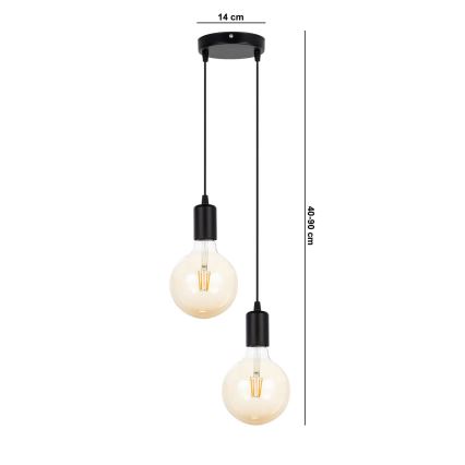 Luster na sajli MIROS 2xE27/60W/230V okrugli crno
