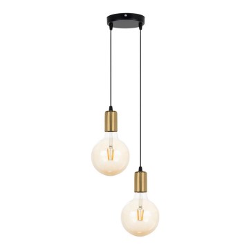 Luster na sajli MIROS 2xE27/60W/230V okrugli crno/zlatna