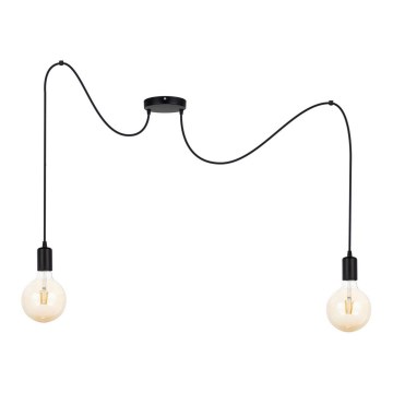 Luster na sajli MIROS 2xE27/60W/230V pauk crno