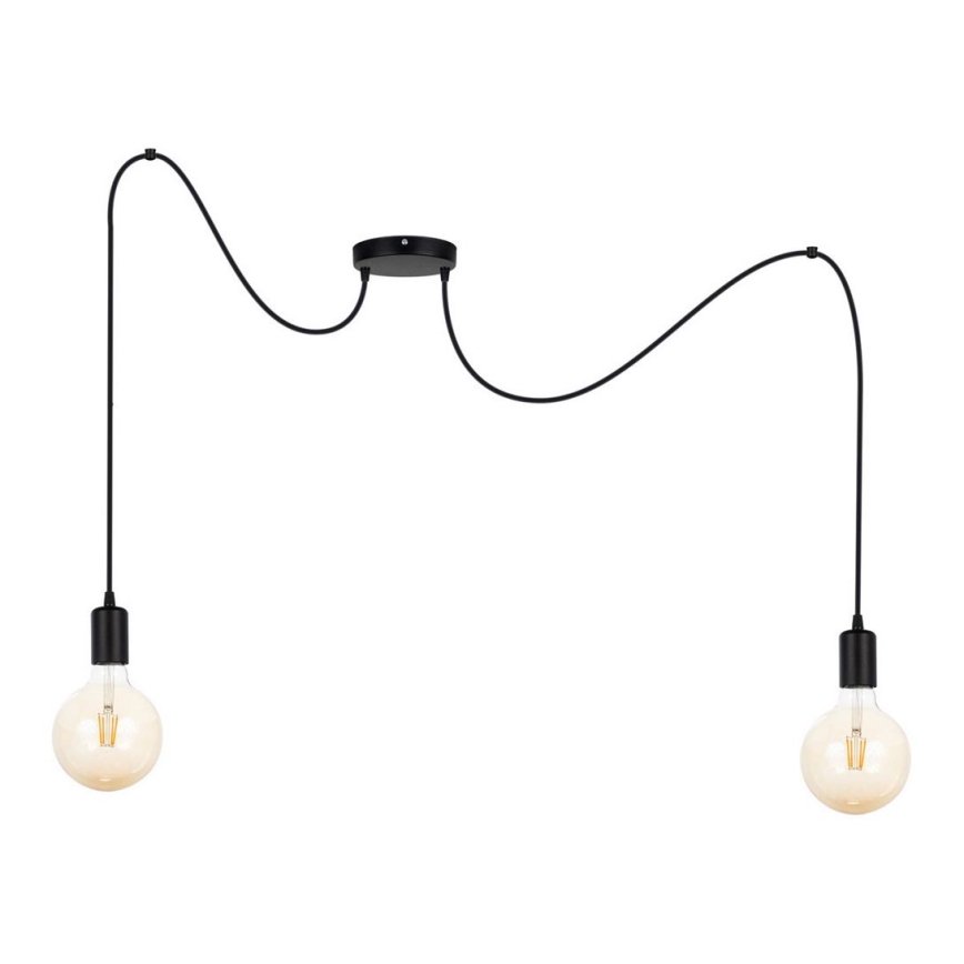 Luster na sajli MIROS 2xE27/60W/230V pauk crno