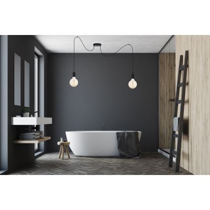 Luster na sajli MIROS 2xE27/60W/230V pauk crno