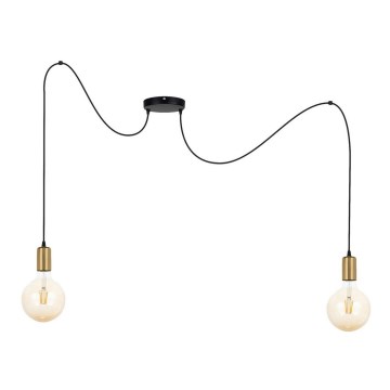 Luster na sajli MIROS 2xE27/60W/230V pauk crno/zlatna