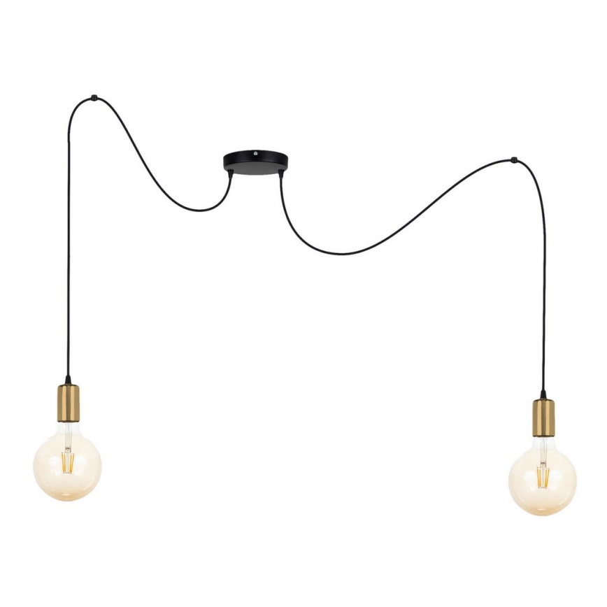 Luster na sajli MIROS 2xE27/60W/230V pauk crno/zlatna