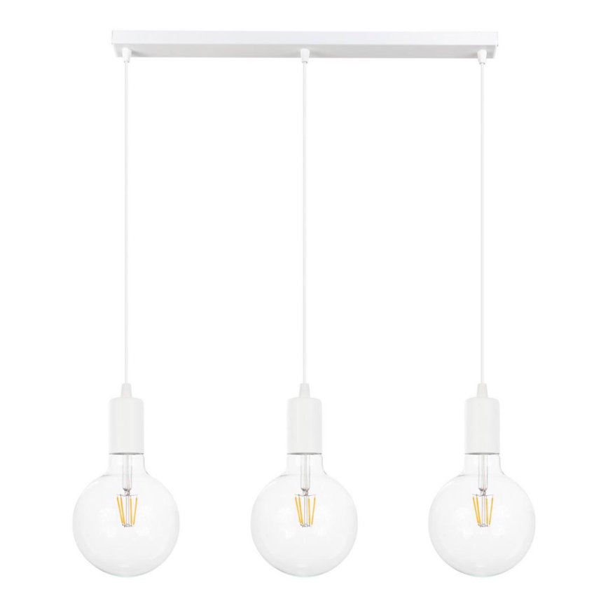 Luster na sajli MIROS 3xE27/60W/230V bela