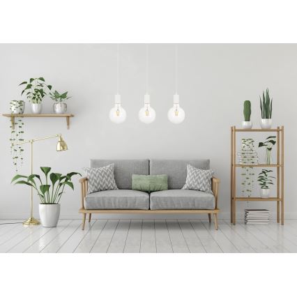 Luster na sajli MIROS 3xE27/60W/230V bela
