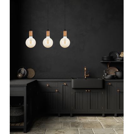 Luster na sajli MIROS 3xE27/60W/230V crno/bakrena