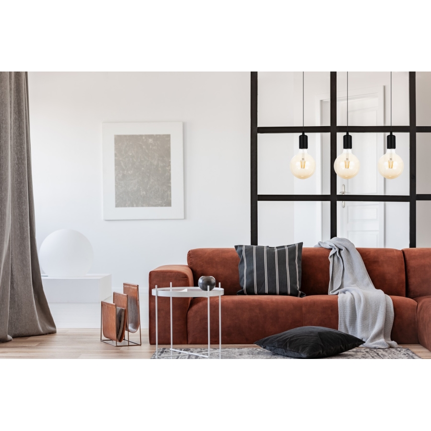 Luster na sajli MIROS 3xE27/60W/230V crno