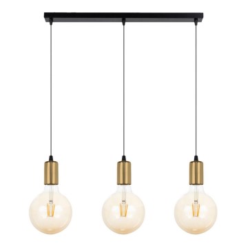 Luster na sajli MIROS 3xE27/60W/230V crno/zlatna