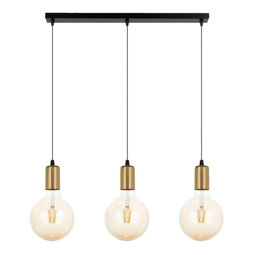 Luster na sajli MIROS 3xE27/60W/230V crno/zlatna