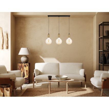 Luster na sajli MIROS 3xE27/60W/230V crno/zlatna