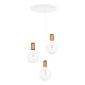 Luster na sajli MIROS 3xE27/60W/230V okrugli bela/bakrena