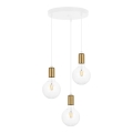 Luster na sajli MIROS 3xE27/60W/230V okrugli bela/zlatna