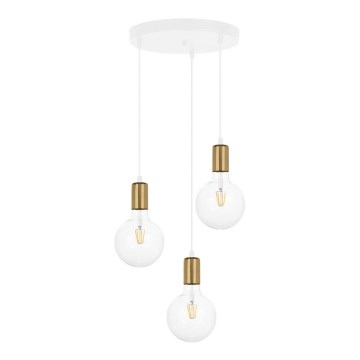 Luster na sajli MIROS 3xE27/60W/230V okrugli bela/zlatna