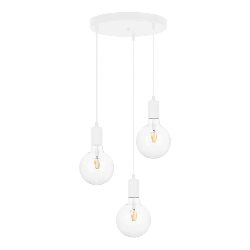 Luster na sajli MIROS 3xE27/60W/230V okrugli beli