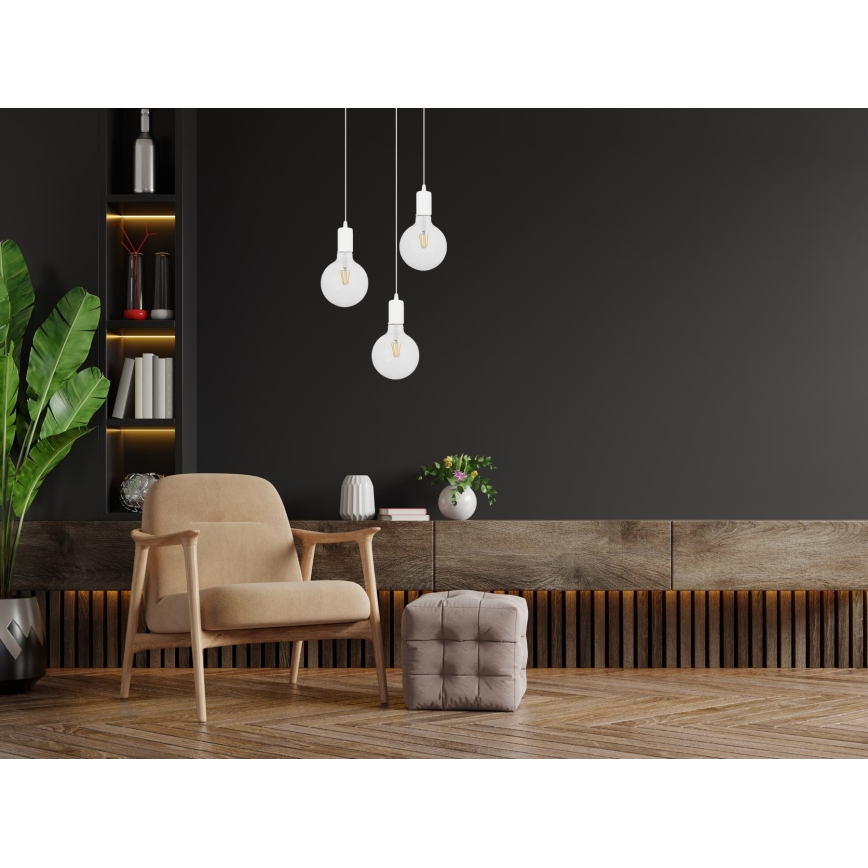 Luster na sajli MIROS 3xE27/60W/230V okrugli beli