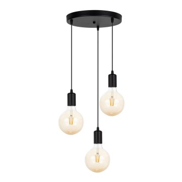 Luster na sajli MIROS 3xE27/60W/230V okrugli crno