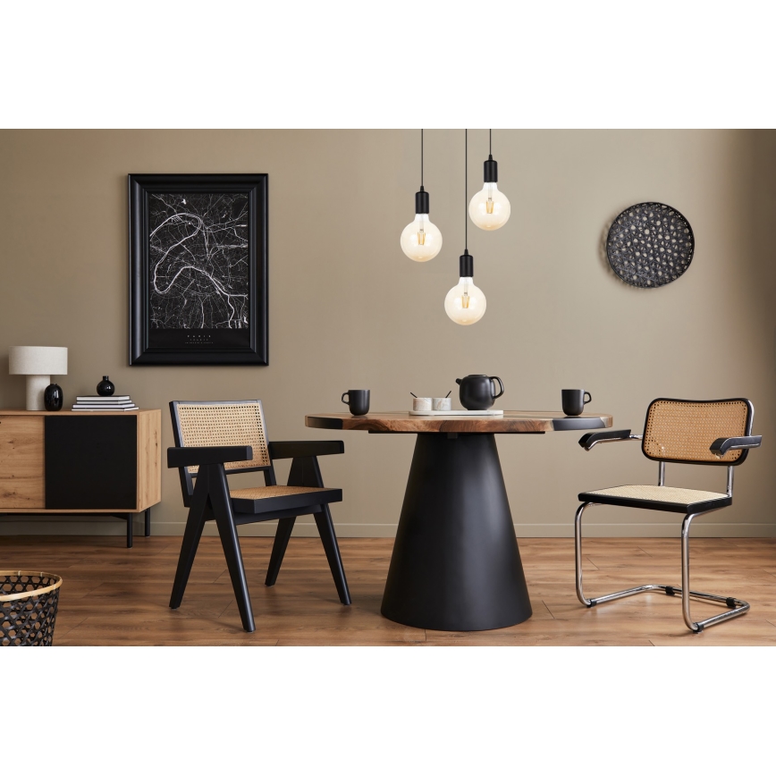 Luster na sajli MIROS 3xE27/60W/230V okrugli crno
