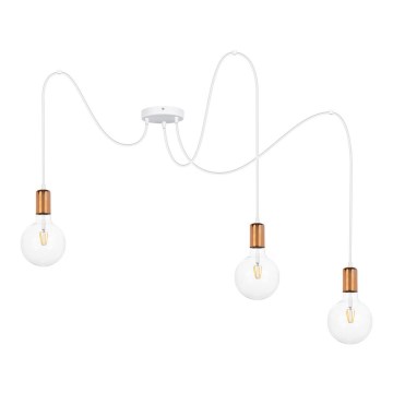 Luster na sajli MIROS 3xE27/60W/230V pauk bela/bakrena