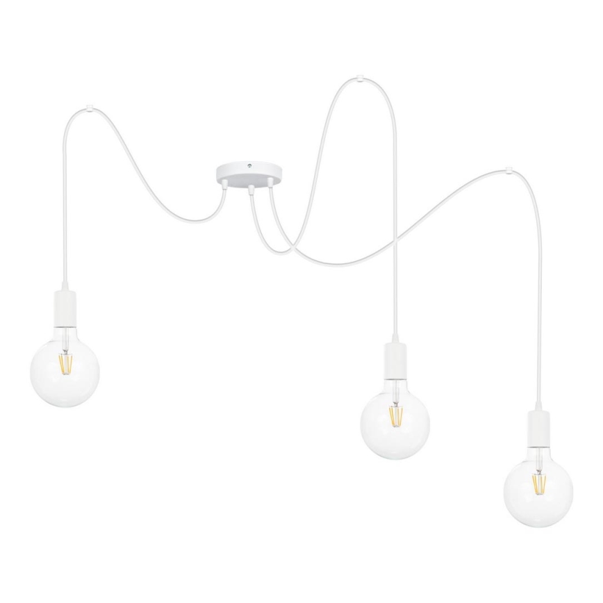 Luster na sajli MIROS 3xE27/60W/230V pauk bela