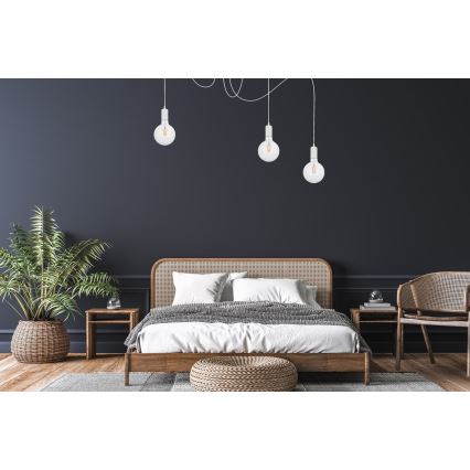 Luster na sajli MIROS 3xE27/60W/230V pauk bela