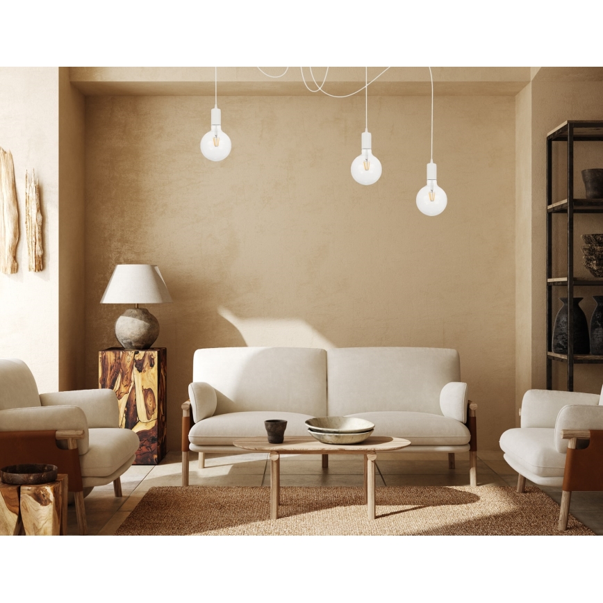 Luster na sajli MIROS 3xE27/60W/230V pauk bela