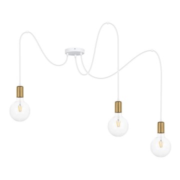 Luster na sajli MIROS 3xE27/60W/230V pauk bela/zlatna