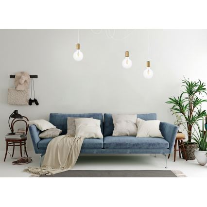 Luster na sajli MIROS 3xE27/60W/230V pauk bela/zlatna