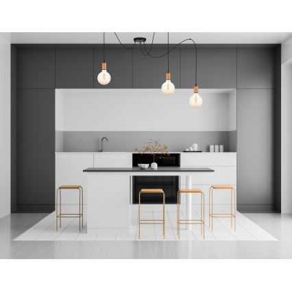 Luster na sajli MIROS 3xE27/60W/230V pauk crno/bakrena