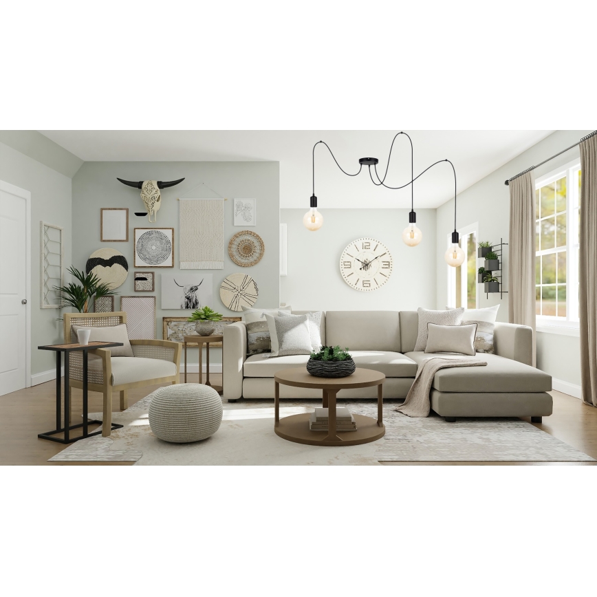Luster na sajli MIROS 3xE27/60W/230V pauk crno