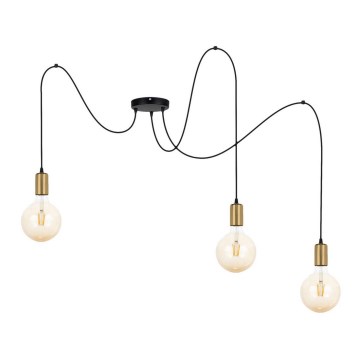 Luster na sajli MIROS 3xE27/60W/230V pauk crno/zlatna