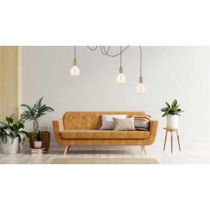 Luster na sajli MIROS 3xE27/60W/230V pauk crno/zlatna
