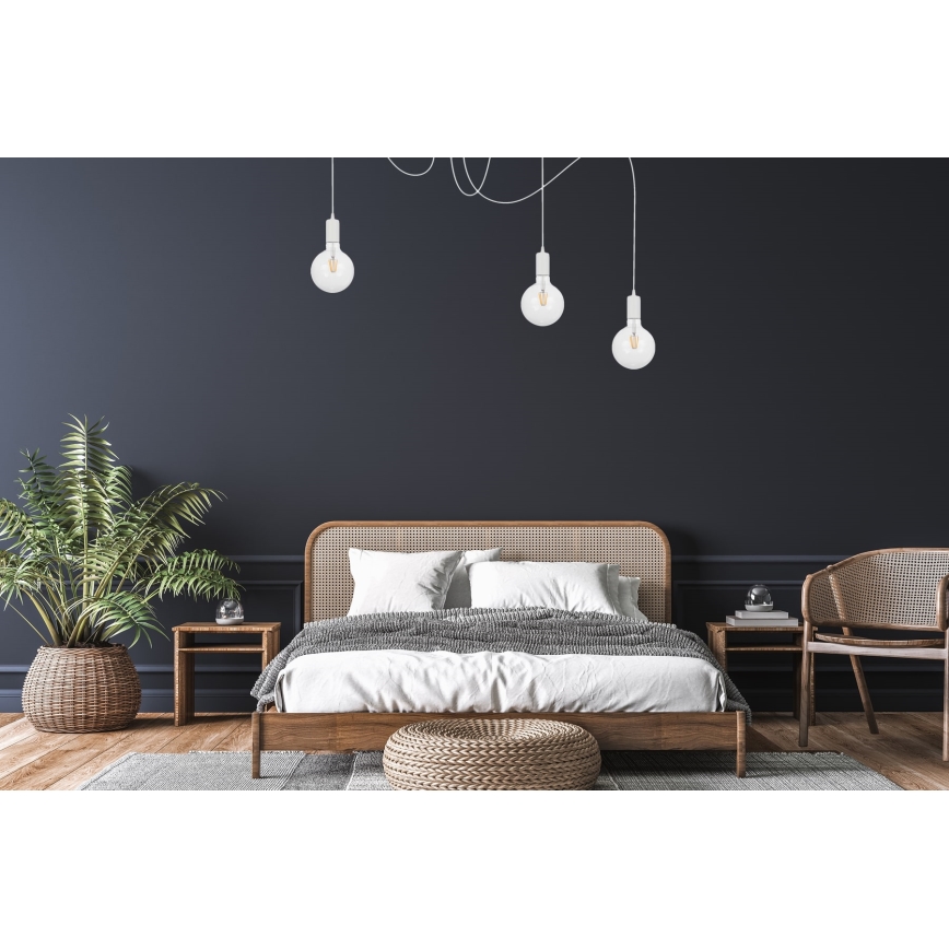 Luster na sajli MIROS 3xE27/60W/230V u obliku pauka, bela