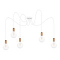 Luster na sajli MIROS 5xE27/60W/230V bela/bakrena
