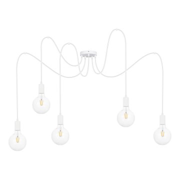Luster na sajli MIROS 5xE27/60W/230V pauk bela