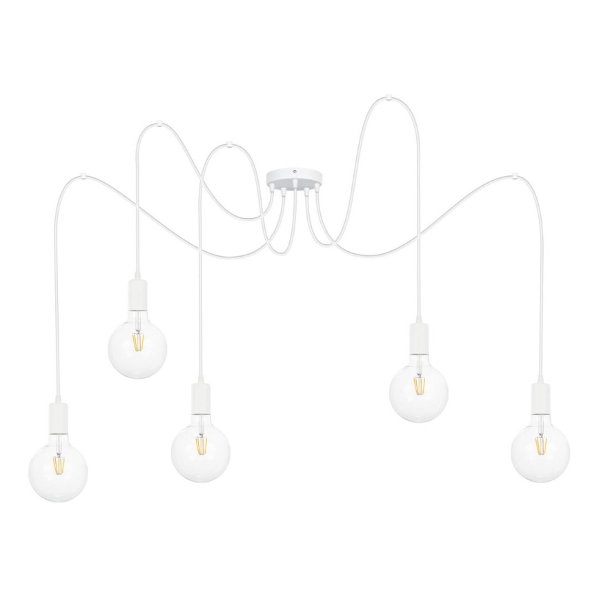 Luster na sajli MIROS 5xE27/60W/230V pauk bela